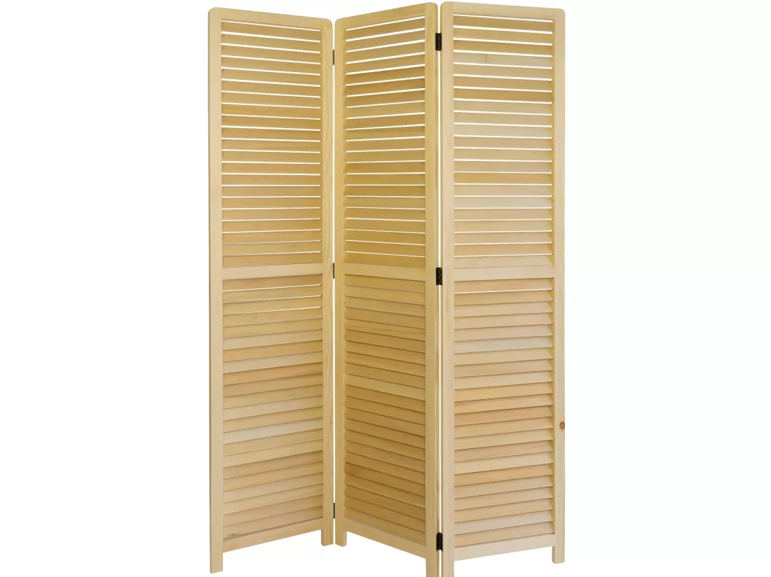 Paravent 3 panneaux en bois marron 120 x 2 x 170 cm PAR06022