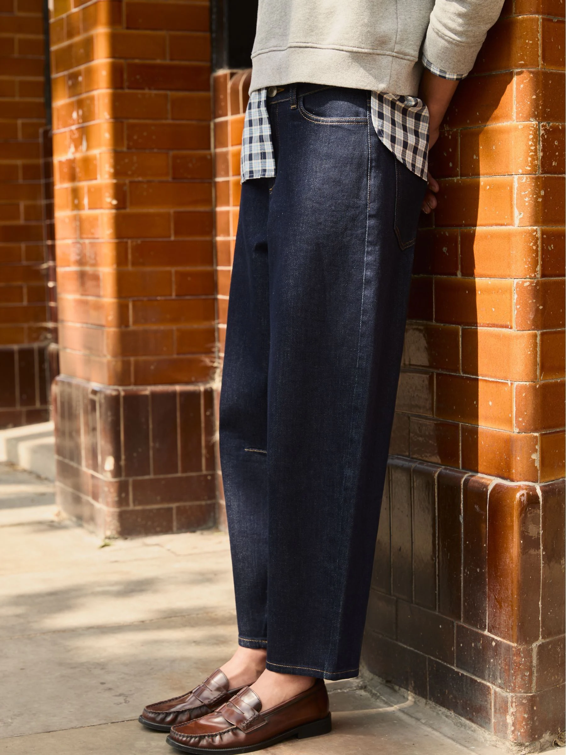 Baukjen Blue Nixi Cotton Stretch Denim Barrel Jeans