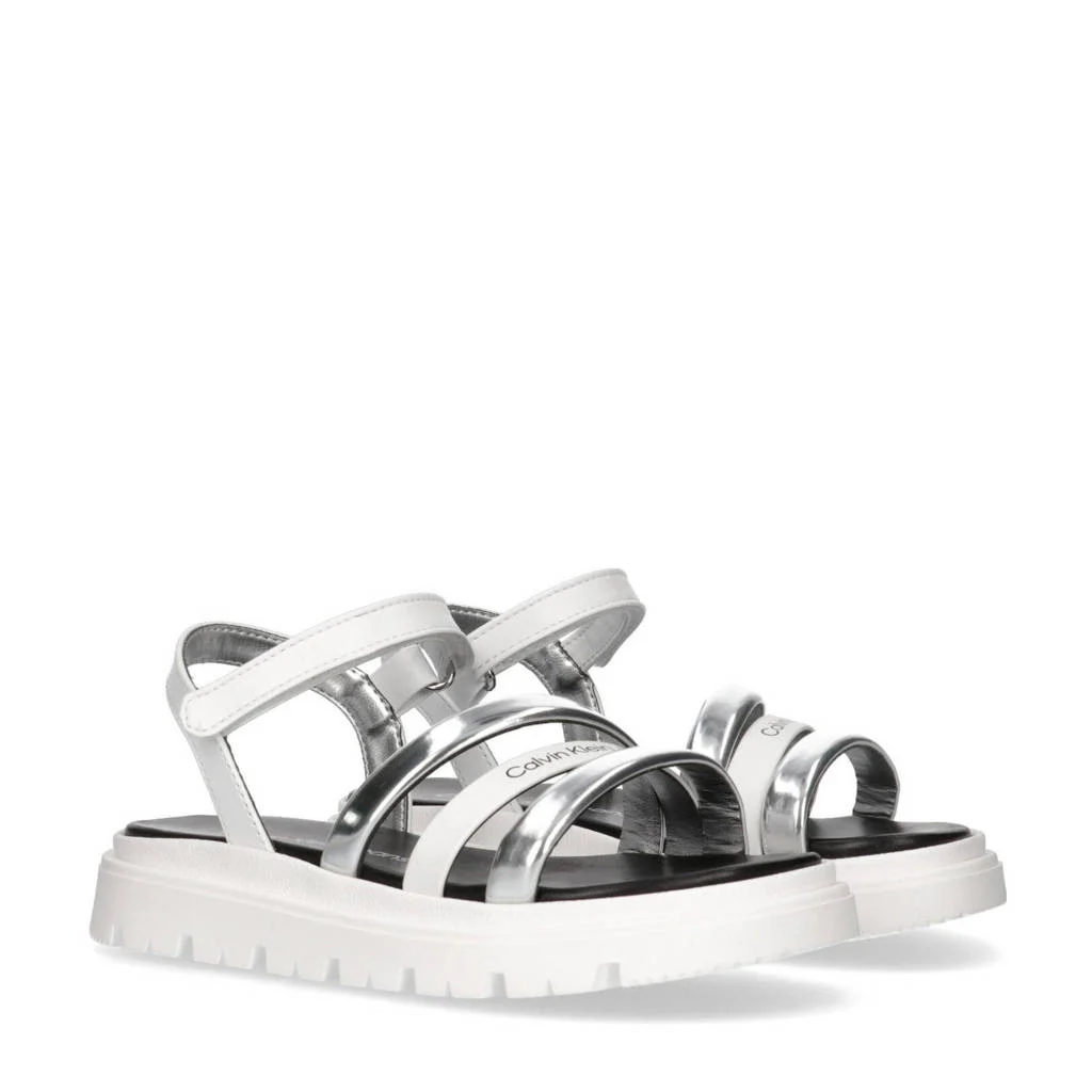 Calvin Klein sandalen zilver/wit