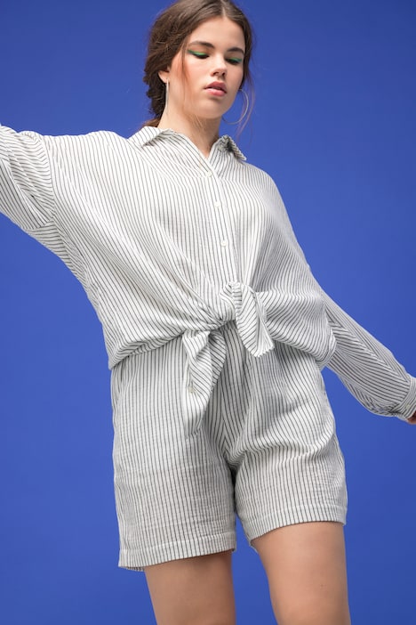 Shorts, Wide Legs, Musselin, Streifen, Elastikbund