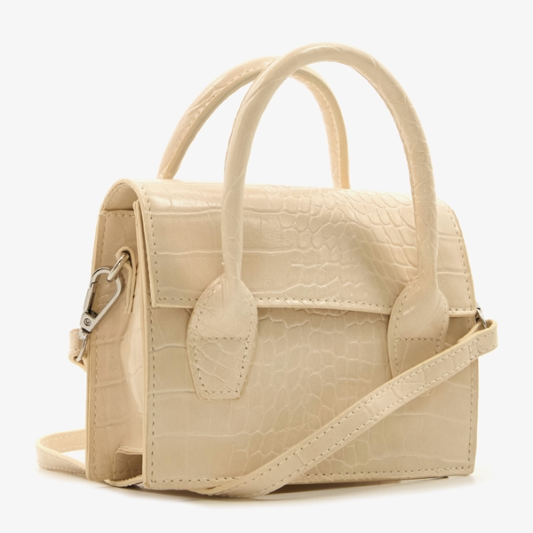 Kleine handtasje met crocoprint beige