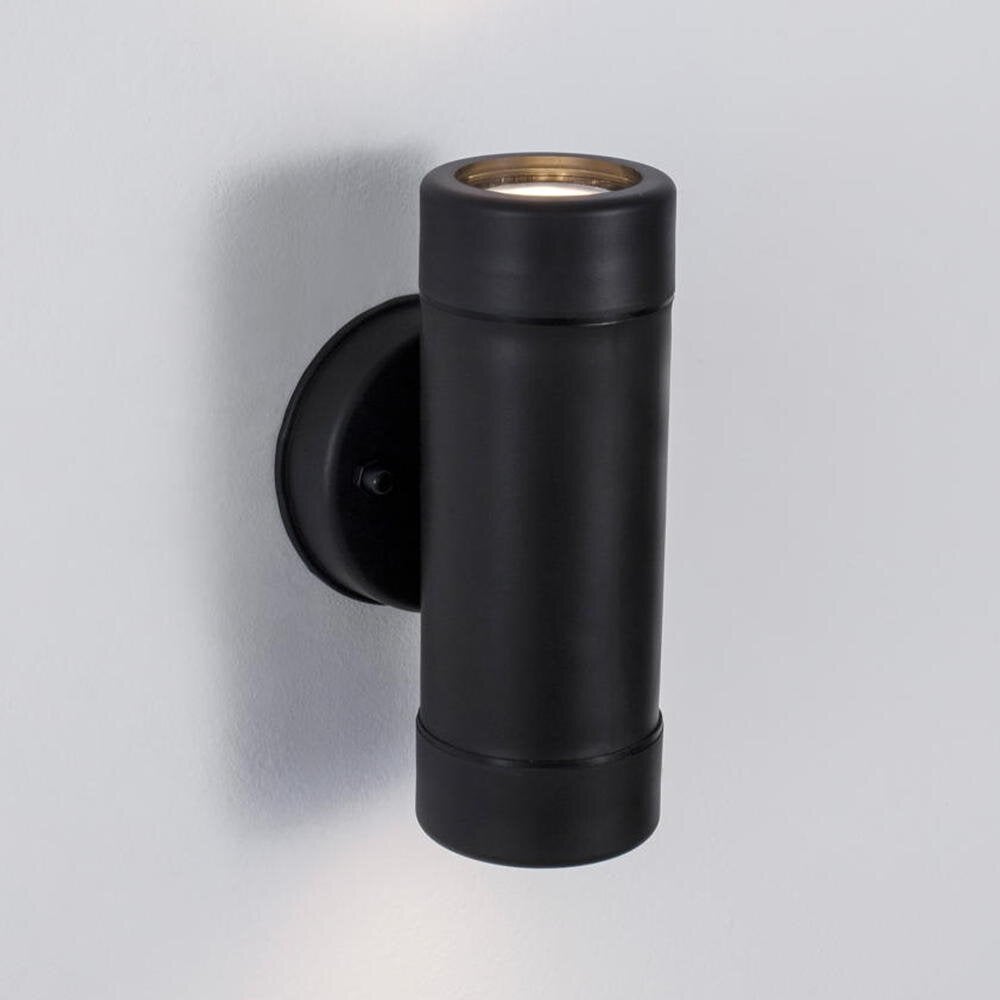 Wandlamp Limbio in zwart, GU10, 2-lichts, IP54
