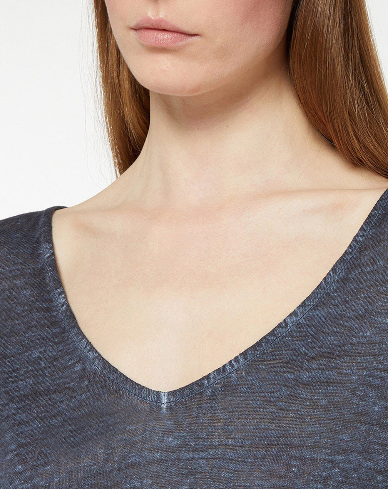 Galeries Lafayette T-Shirt 100% Lin Nada bleu marine