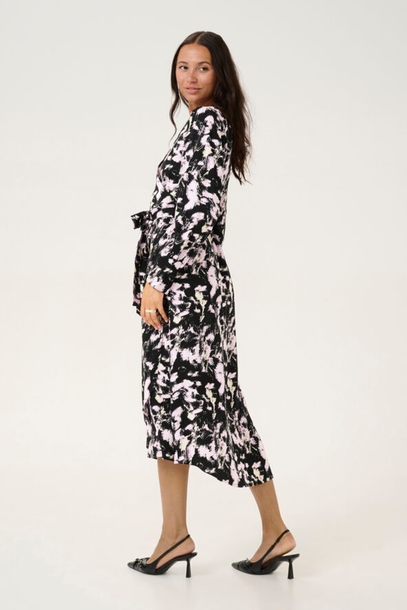 Kaffe KAlura Dress Black/pink graphic strokes