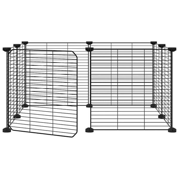 vidaXL Dyrebur 8 paneler med dør svart 35x35 cm stål