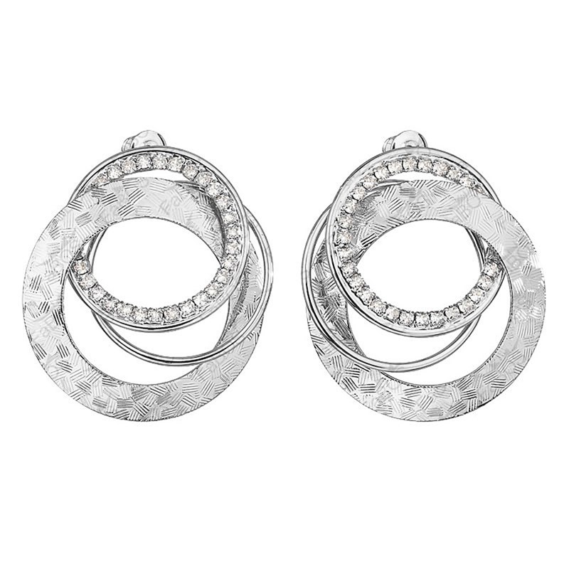Boucles d'oreilles cristal Swarovski Blanc en plaqué Or Blanc et rhodié