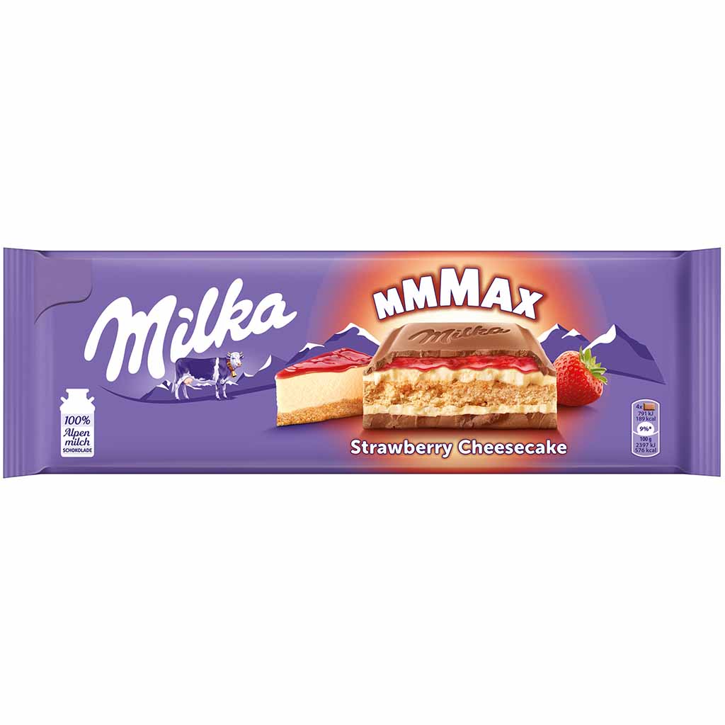 Milka Tafelschokolade MMMAX Strawberry Cheesecake 300g MHD:24.7.25