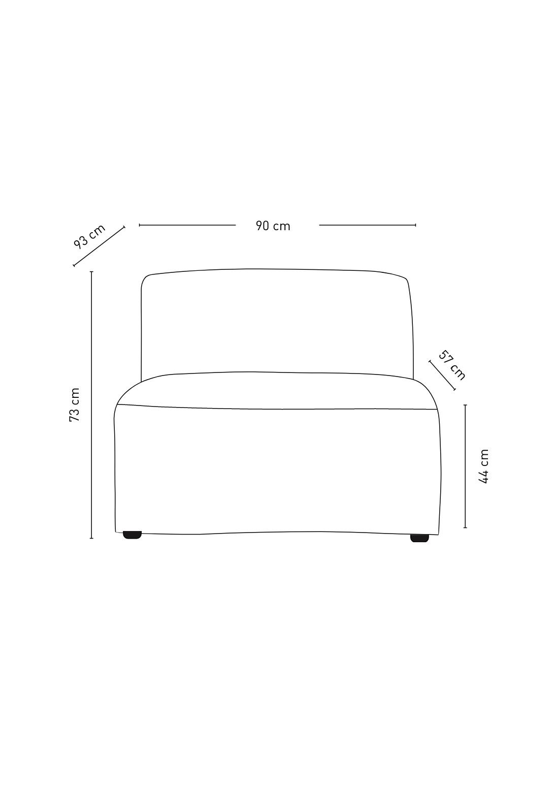 Modulsofa 1,5 seter uten armlener natur - 90x93x73 cm