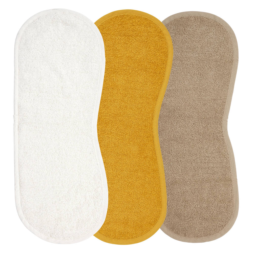 basic badstof spuugdoek schoudermodel - set van 3 offwhite/honeygold/taupe
