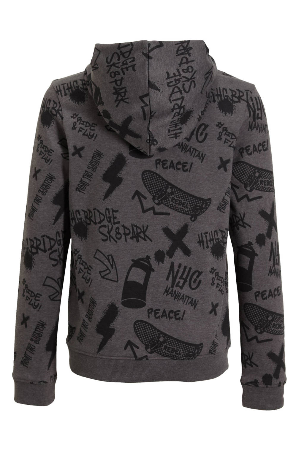 Orange Stars hoodie Rui met alloverprint grijs