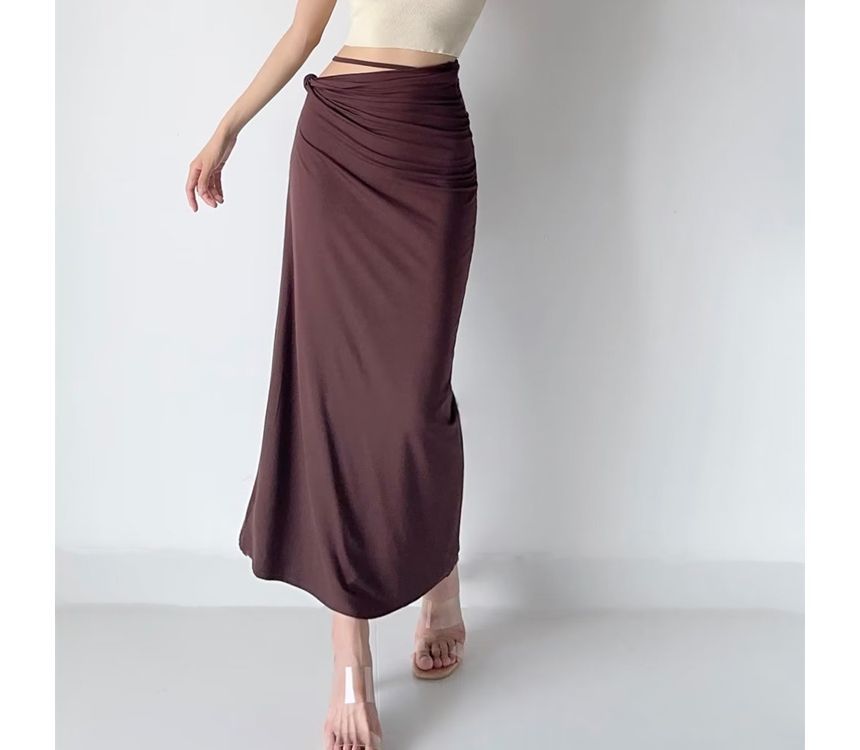 Hollahop - Hoge taille effen asymmetrische maxi H-lijn rok