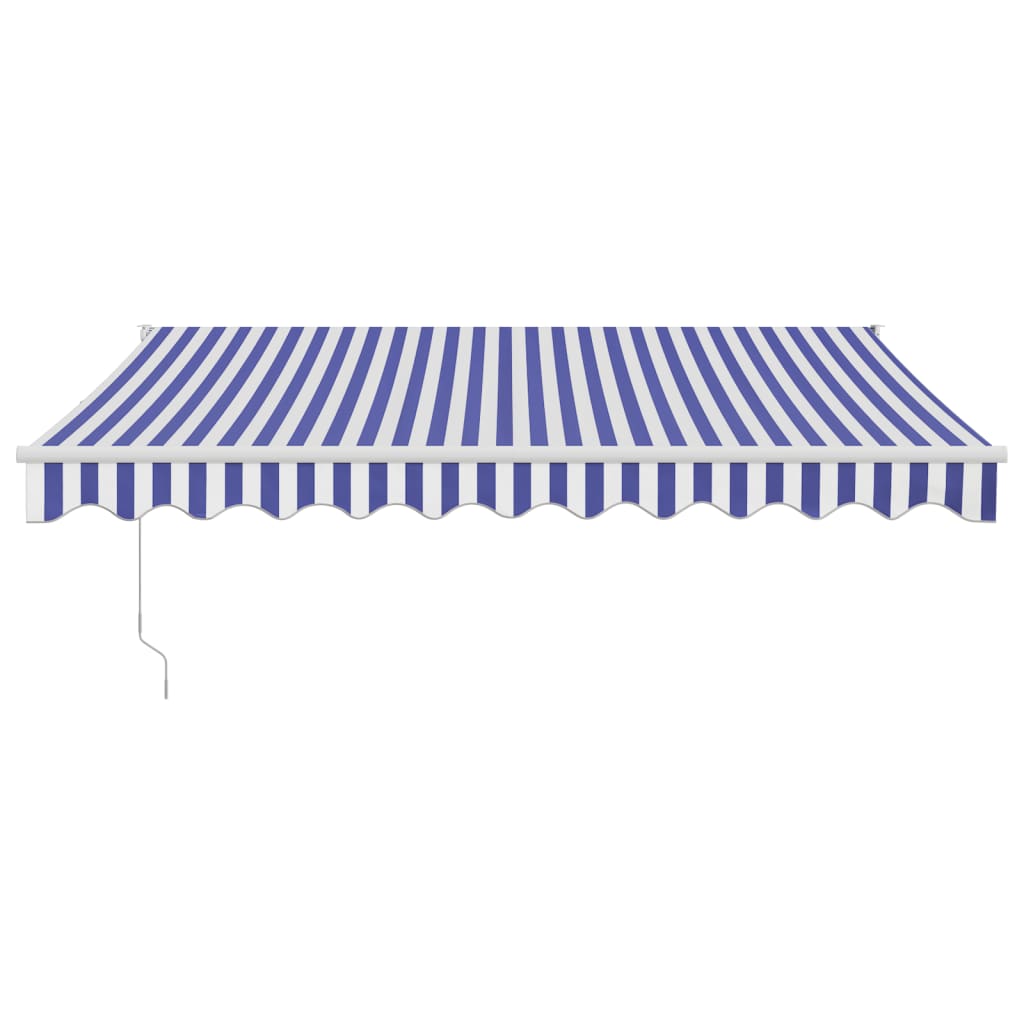 Auvent rétractable bleu et blanc 3,5x2,5 m tissu et aluminium