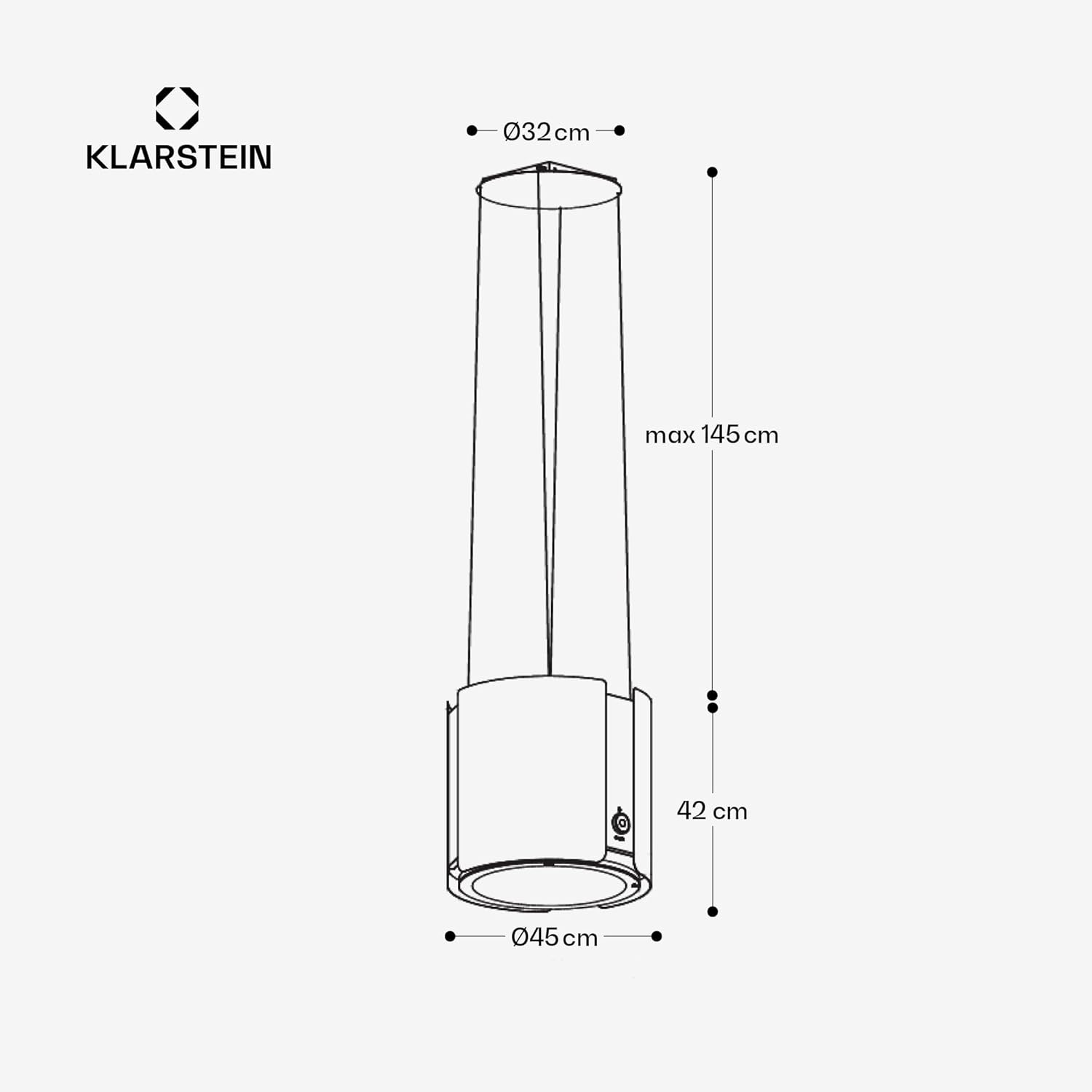 Klarstein Skyfall Smart Dunstabzugshaube - freihängede Abzugshaube, Dunstabzugshaube Umluft/Abluft, App- und Gestensteuerung, 45 x 42 cm (ØxB), 402 m³/h, 200 W, 3 Stufen, LED-Beleuchtung, gold