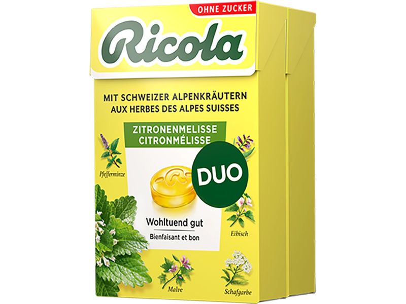 Ricola Bonbons Zitronenmelisse 2 x 50 g Erfrischende Kräuterbonbons aus der Schweiz