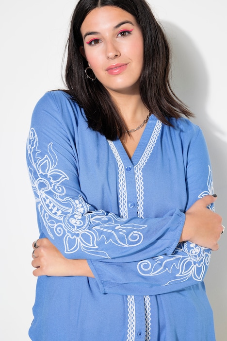 Bluse, Loose Shape, Stickereien,