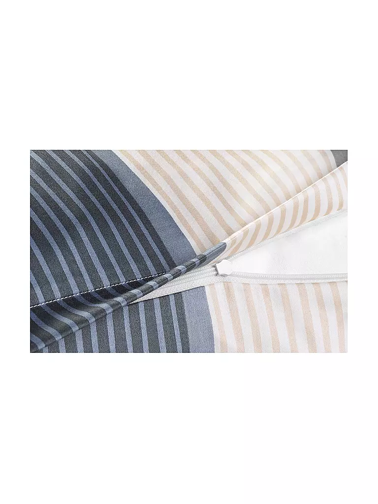 JOOP Satin Bettwäsche Cornflower Stripes 2 x 70x90cm / 200x200cm Deep Coal grau