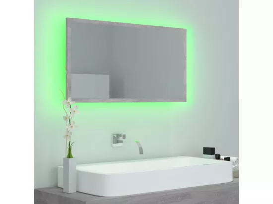 Miroir à LED de salle de bain Gris béton 80x8,5x37 cm Acrylique