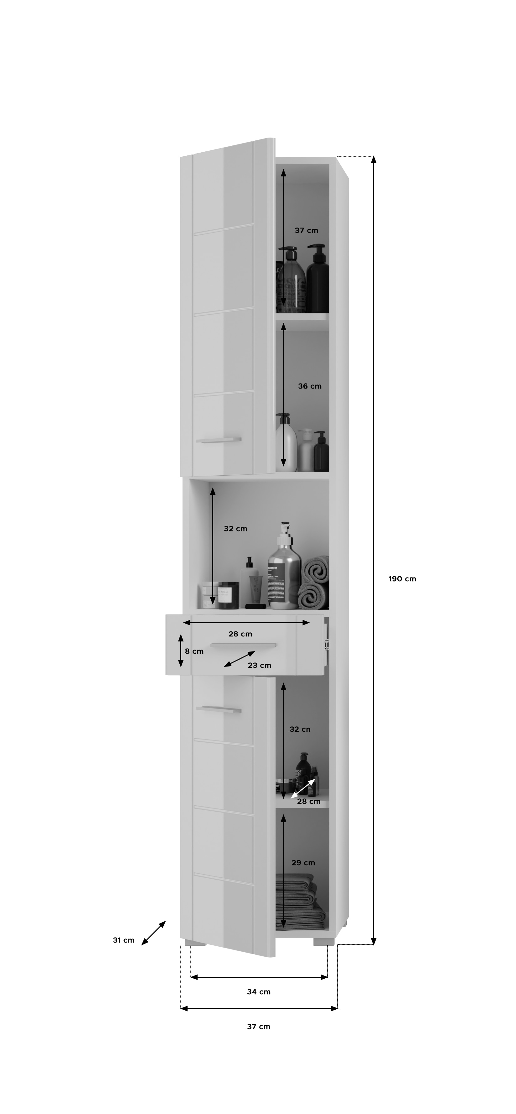Bad-Hochschrank VENICE weiß