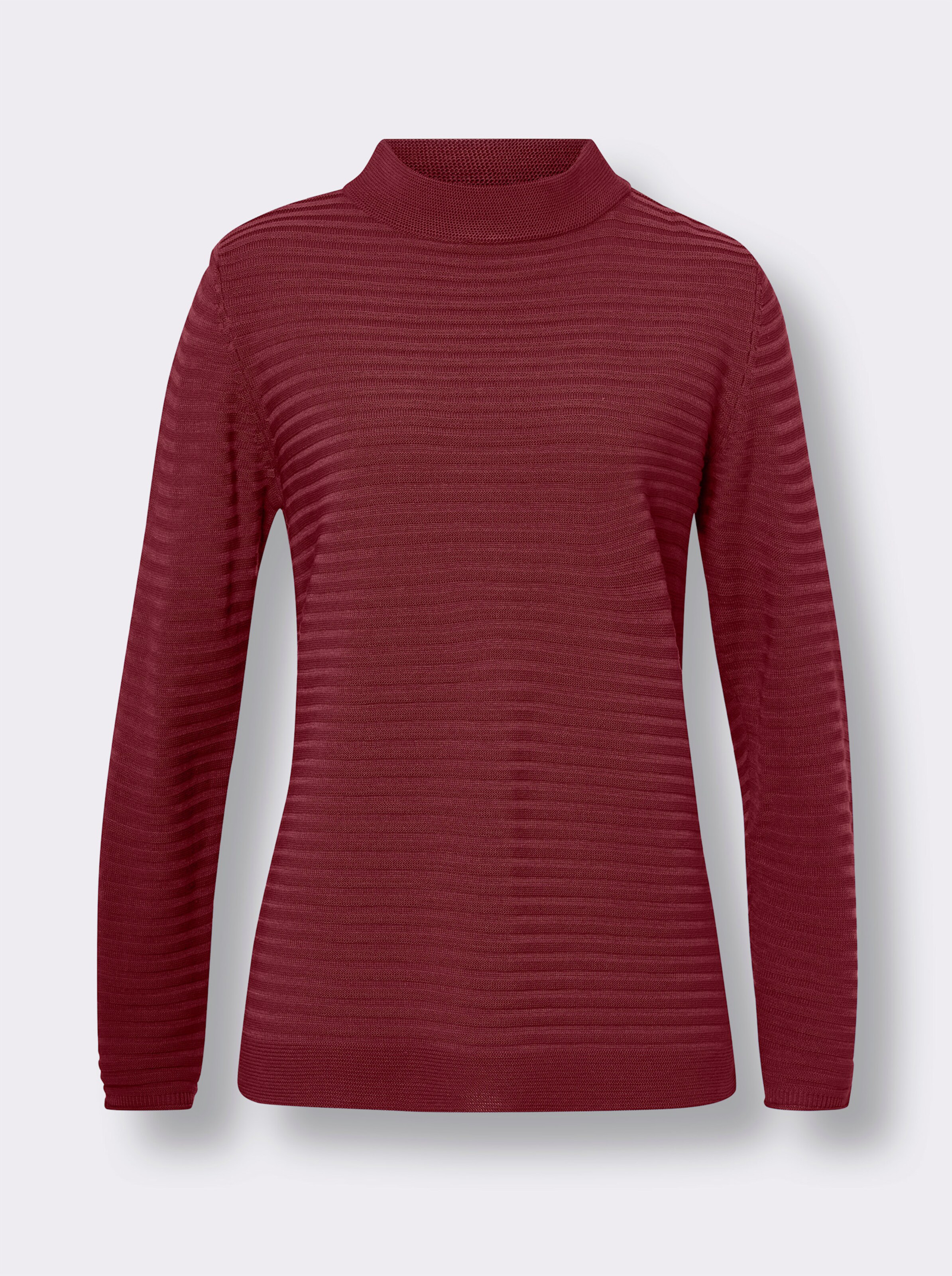 Stehkragenpullover in Ripp-Optik