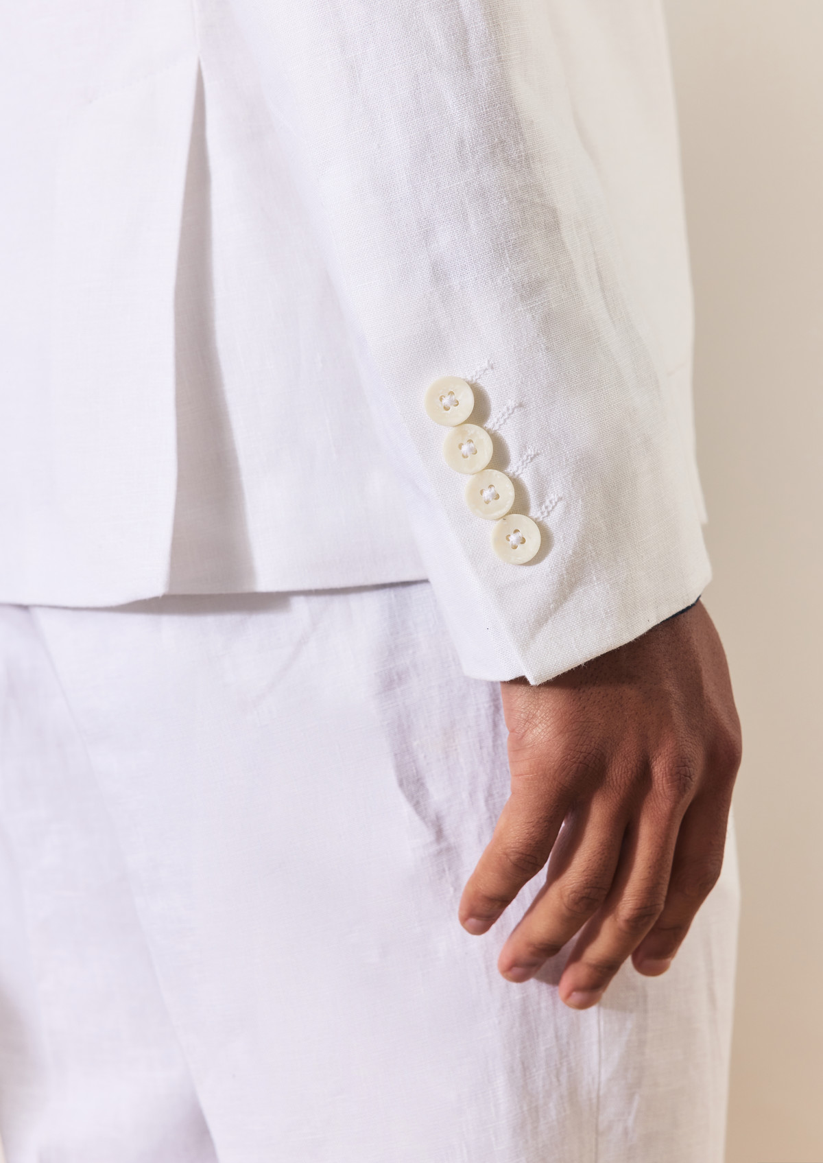 Veste coordonnable Slim en lin uni blanc
