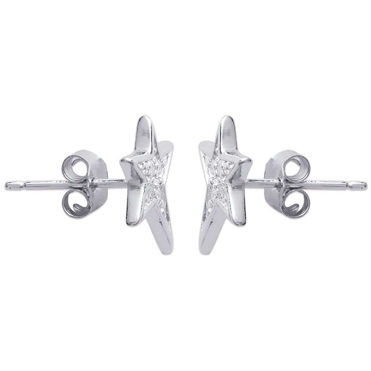 Boucles d'oreilles étoile oxyde de zirconium Argent 925 Rhodié