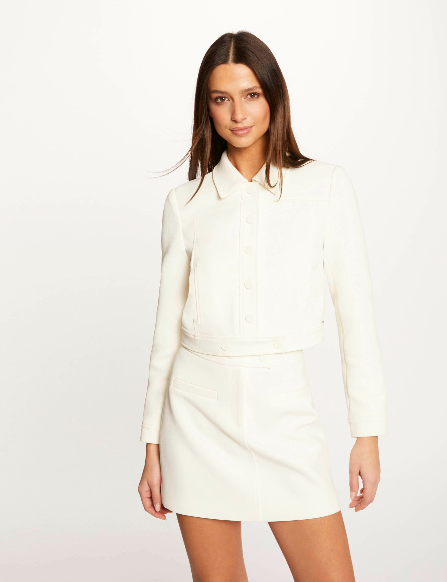 Jupe trapèze taille haute ecru femme - ecru