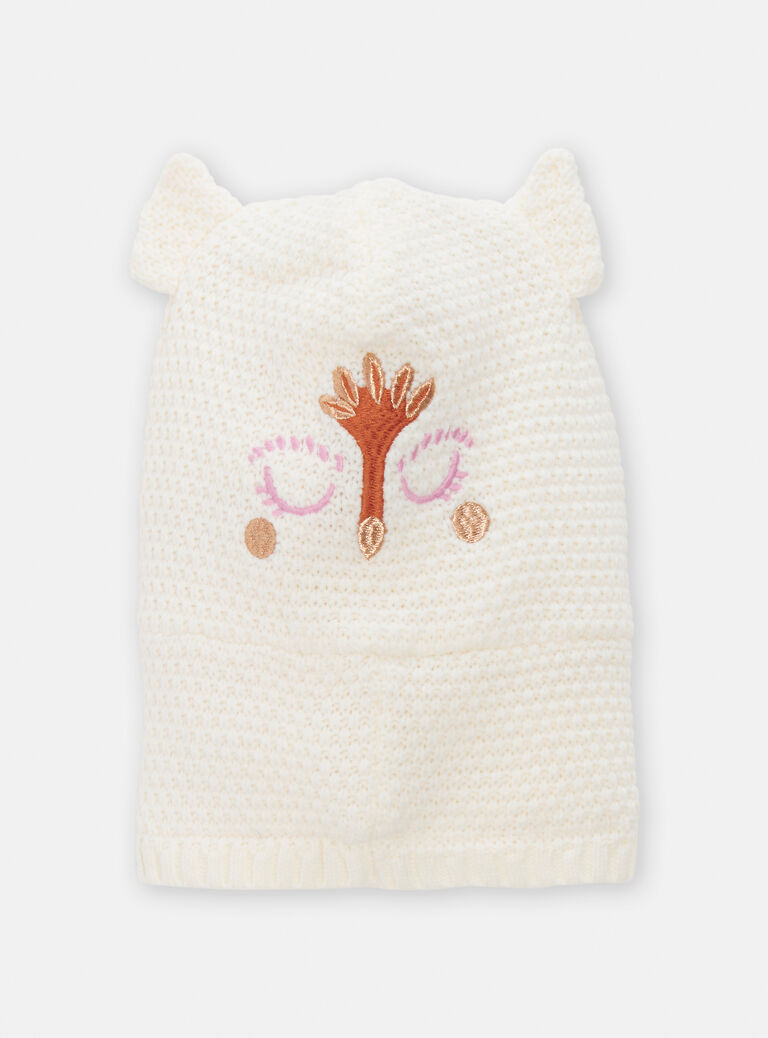 Cagoule hibou écru pour fille