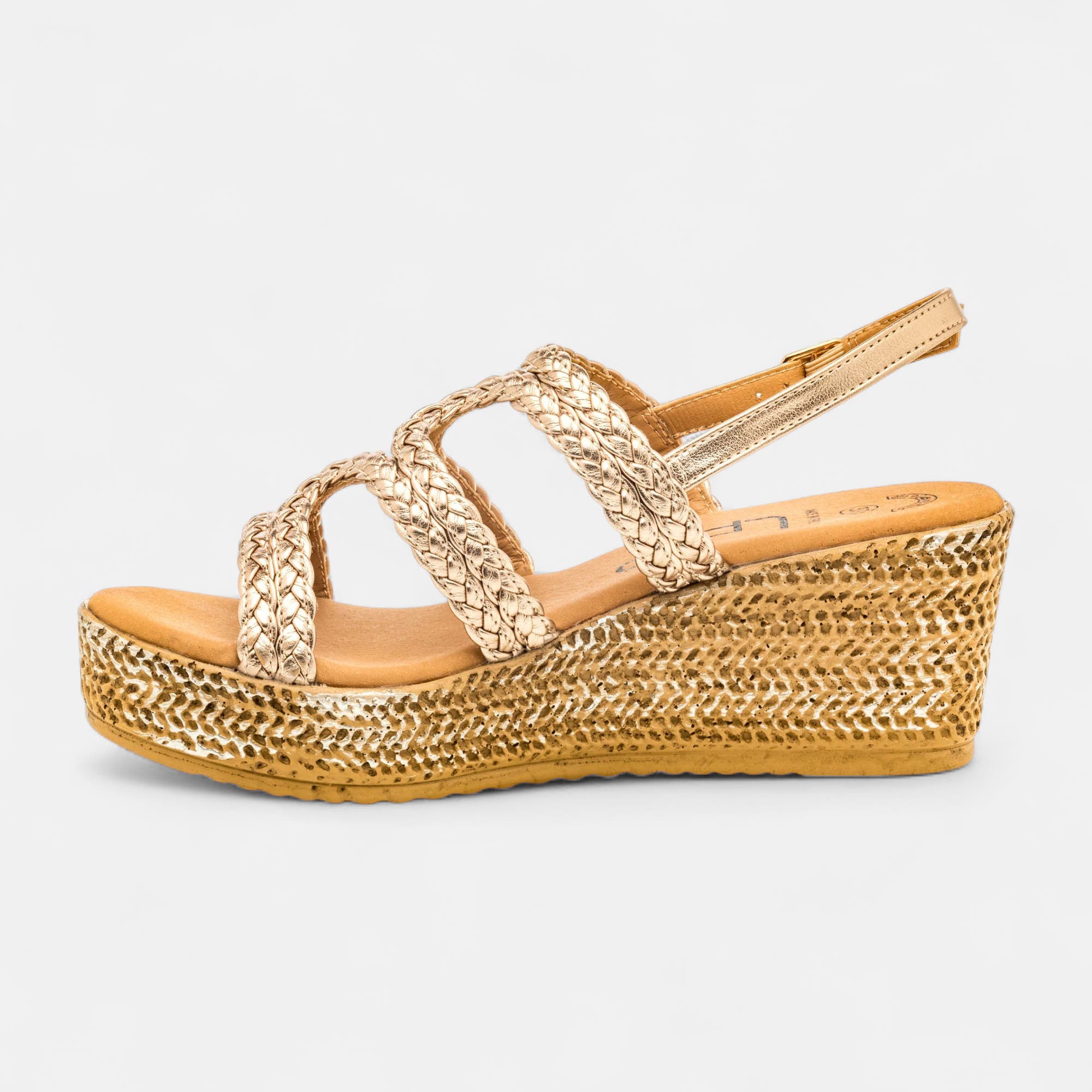Nu-pieds à talon compensé Femme or