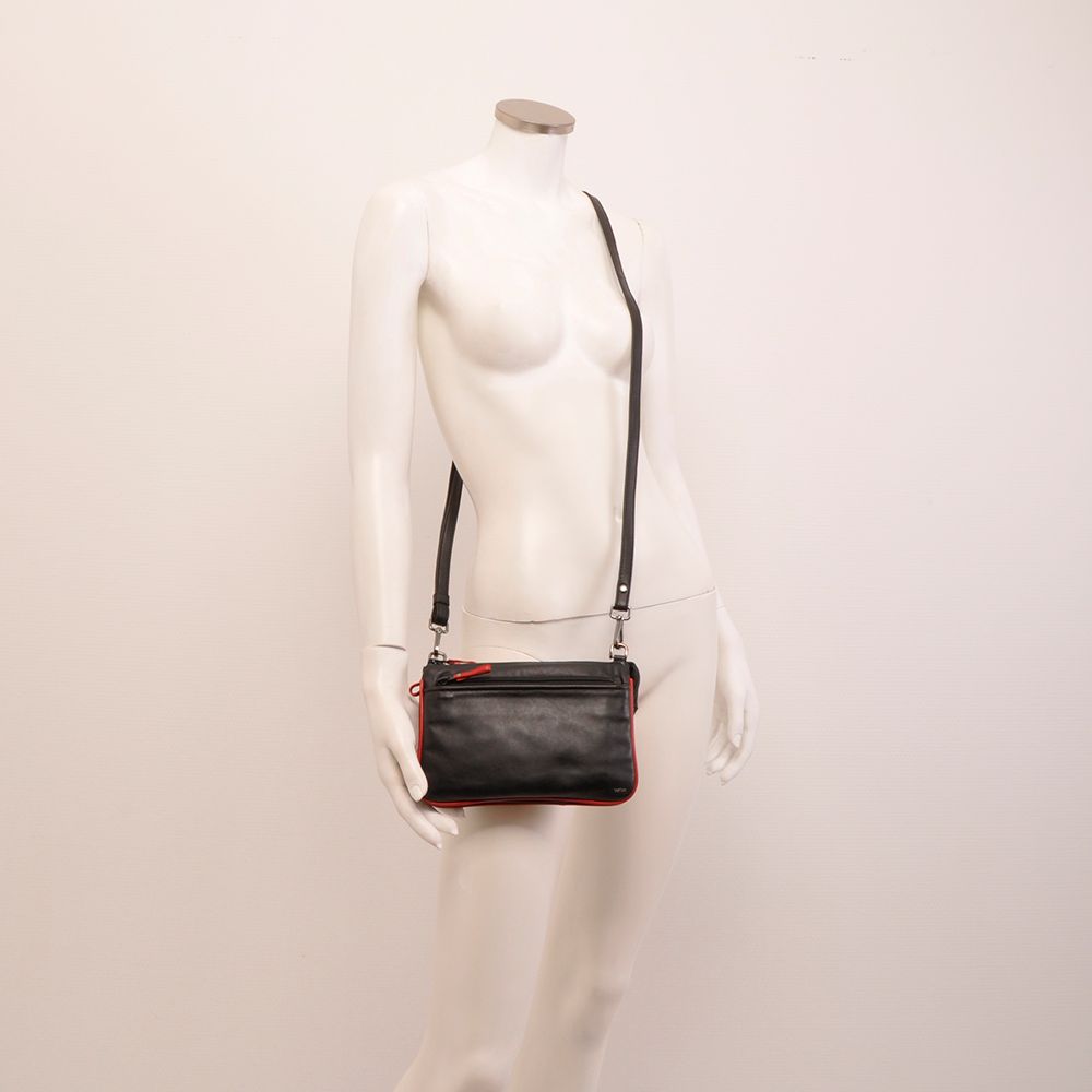 Berba Soft Clutch Schoudertas Black – Red