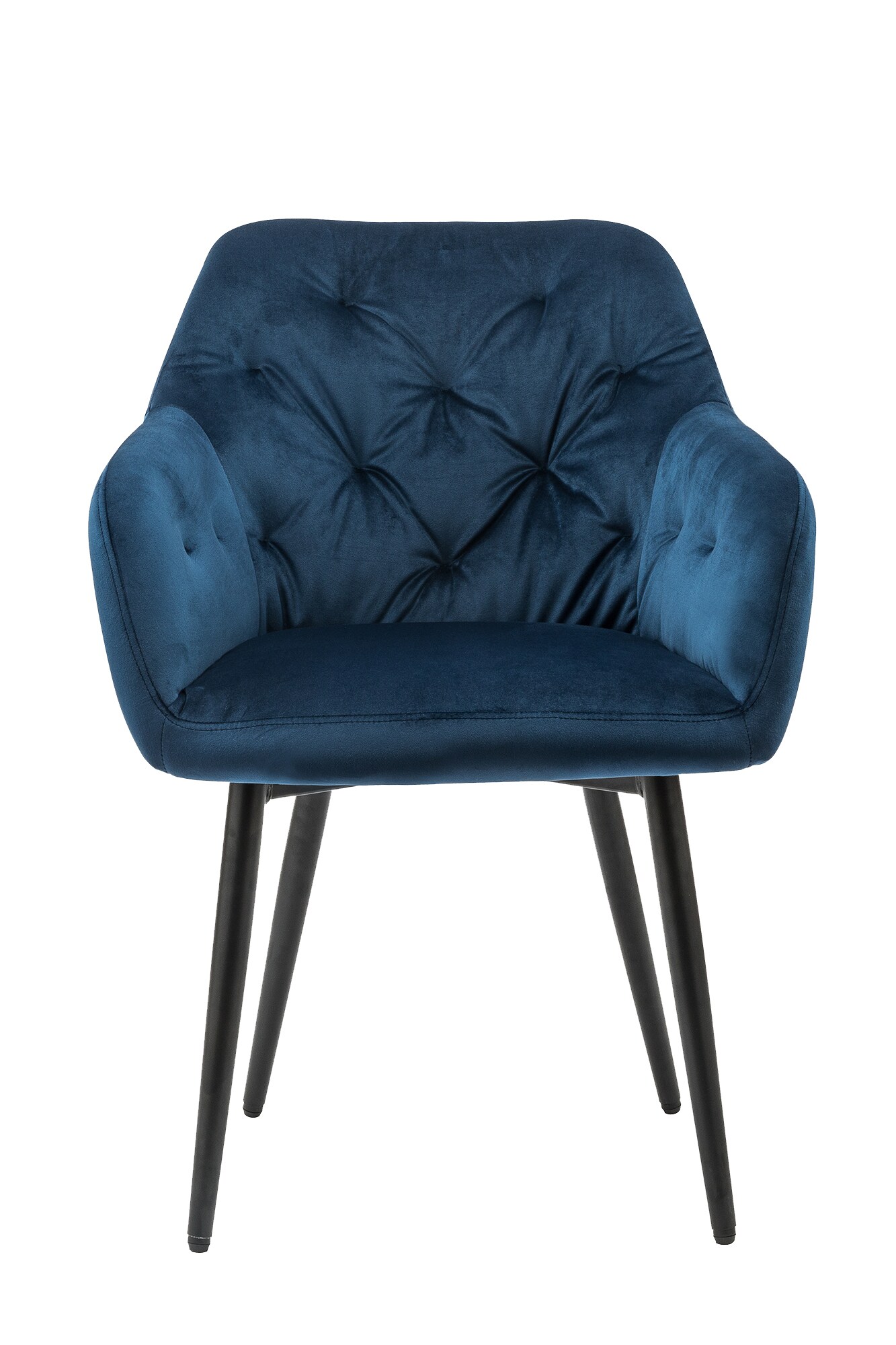 Armlehnstuhl blau Samt Esszimmerstuhl Polsterstuhl Wohnzimmer Stuhl