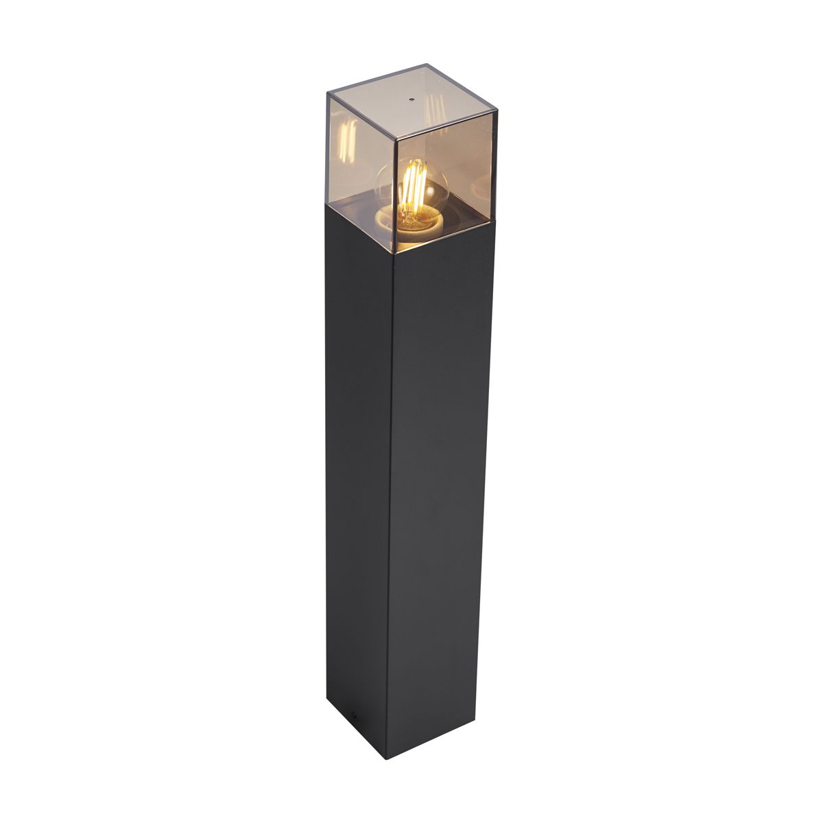 Modern buiten paaltje zwart met smoke glas 50cm met schemersensor IP44 - Denmark