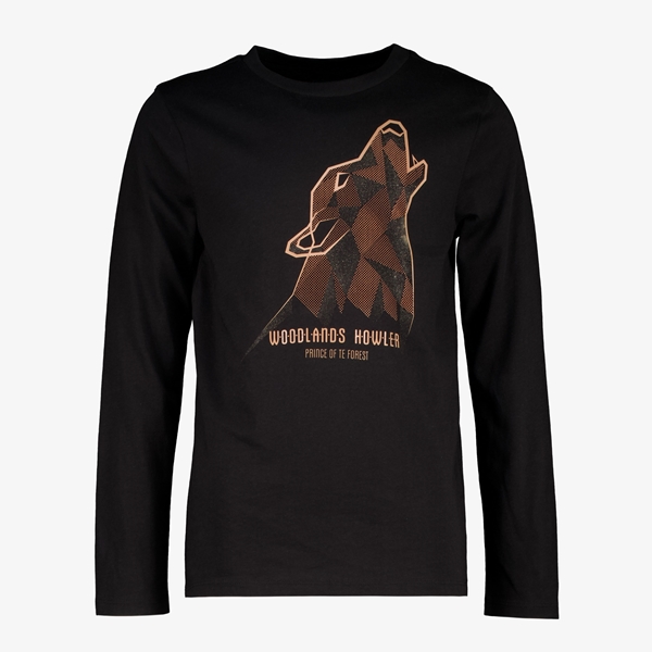 Unsigned jongens shirt zwart met wolf