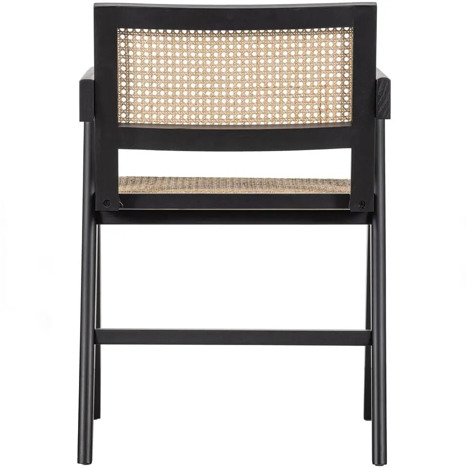 WOOOD Gunn Eetkamerstoel - Rattan - Zwart - 80x54x54
