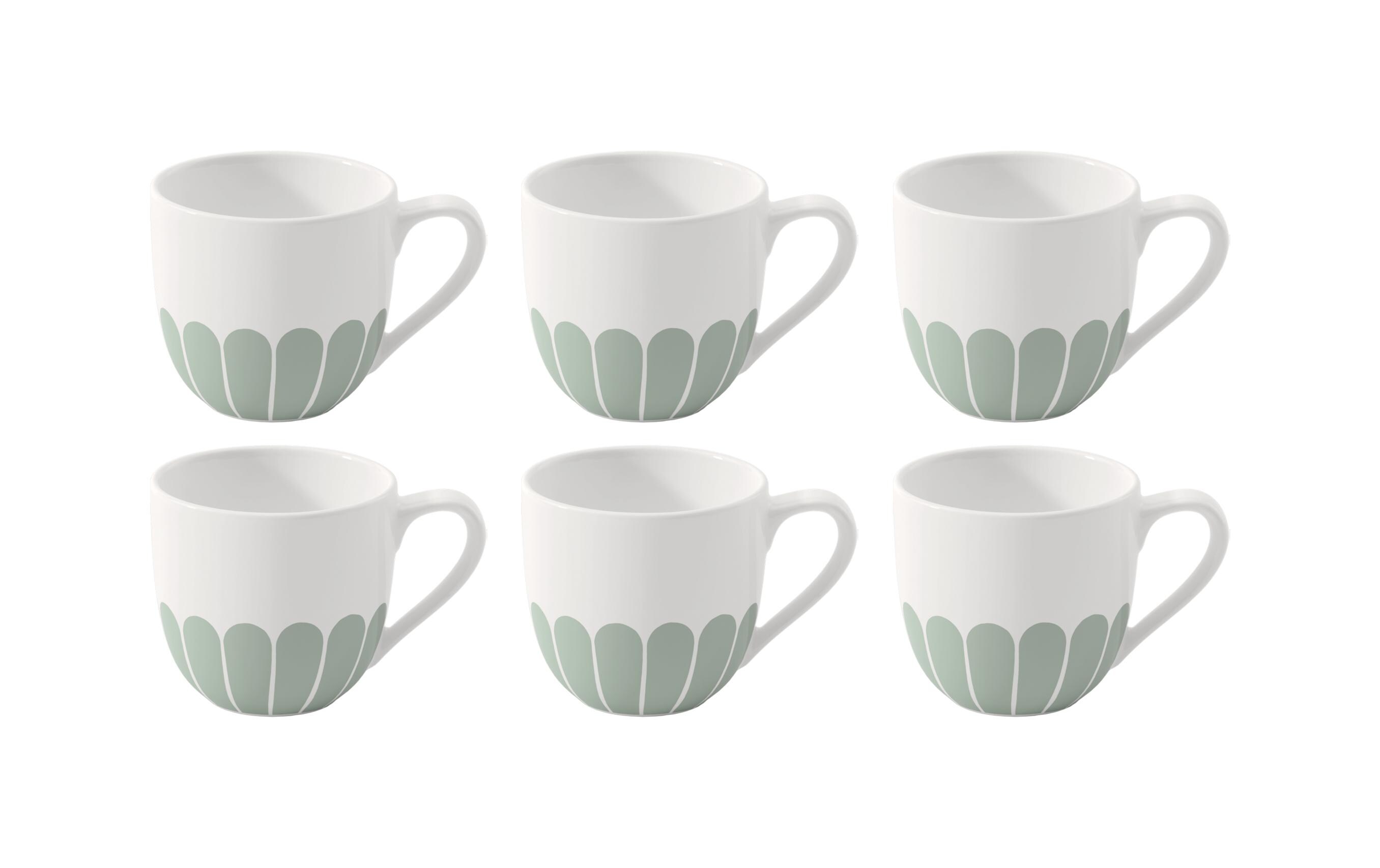 Espressotasse Fleur 70 ml, 6 Stück, Grün<br>Tasse aus hochwertigem Porzellan