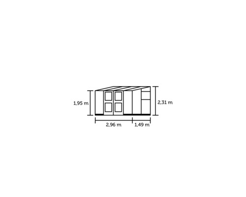 Aanbouwkas JULIANA Veranda 4,4 m² 3 mm veiligheidsglas 296 x 149 cm antraciet/zwart