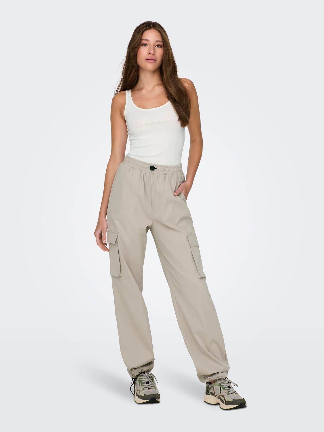 ONLCASHI Hohe Taille Normal geschnitten Cargo-Hose Chateau Gray