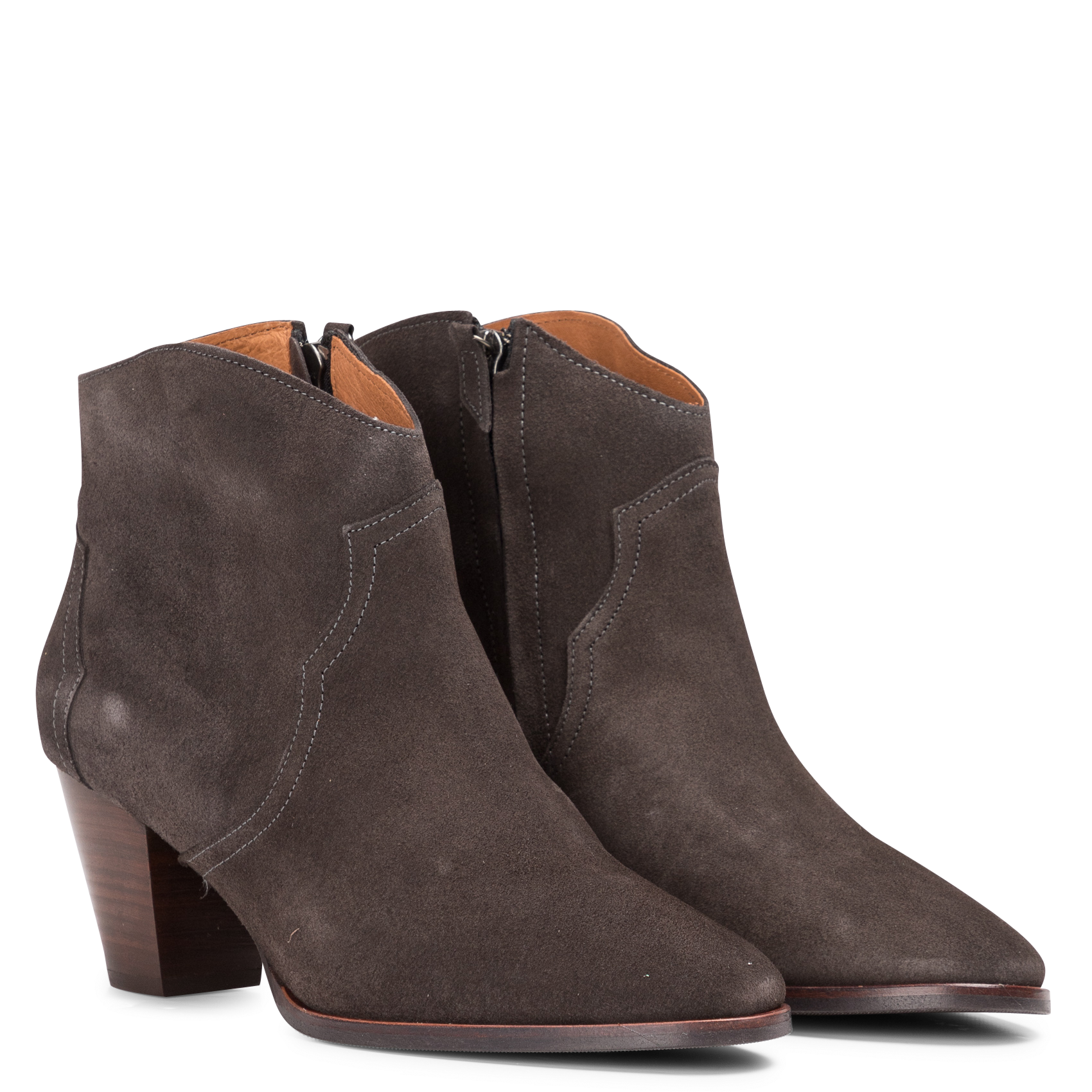 FIONA 60 - Bottines zippée à bout pointu et talon bold mi-haut | Gris