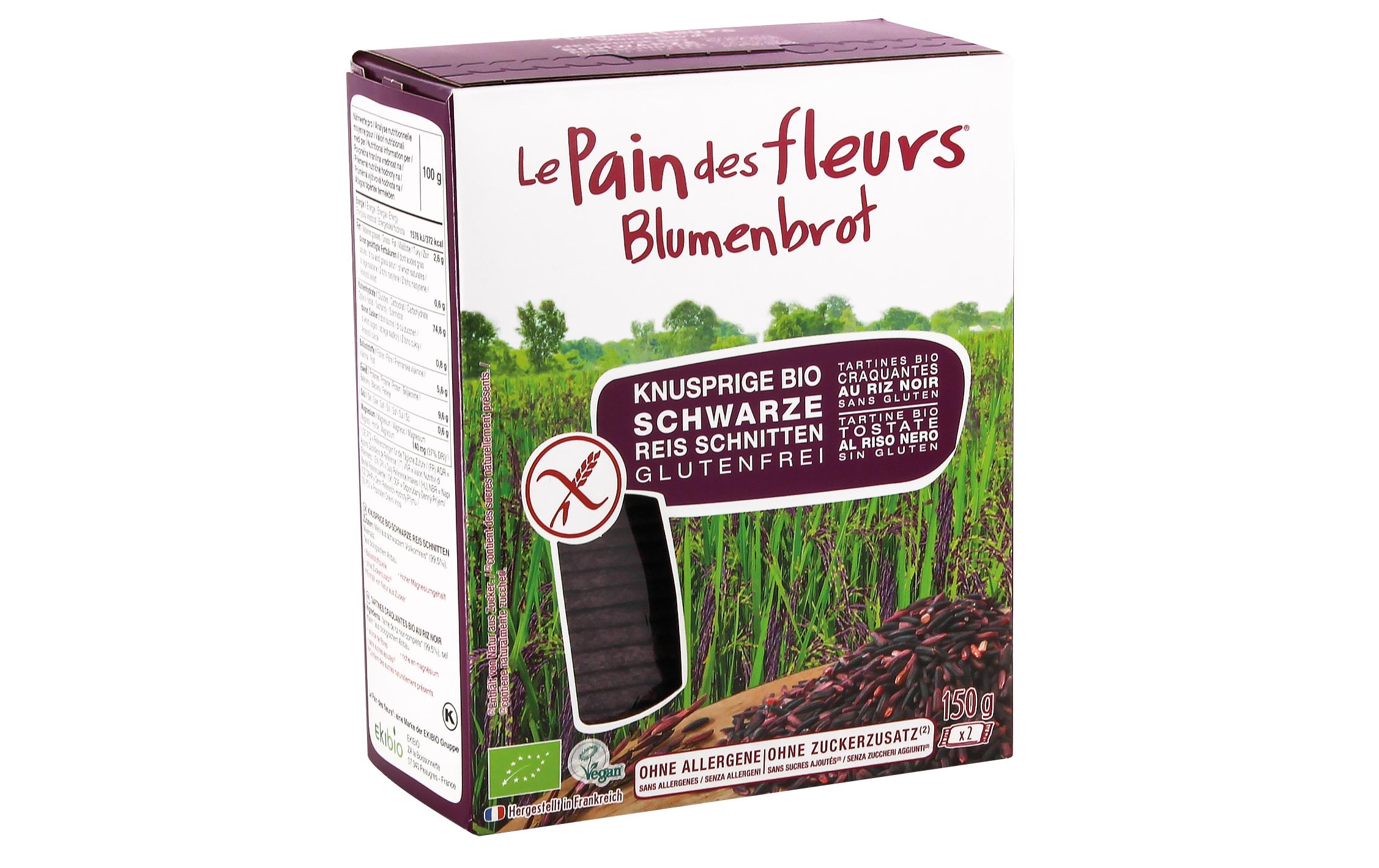 Bio Blumenbrot Schwarzer Reis 150 gVeganer Knuspersnack