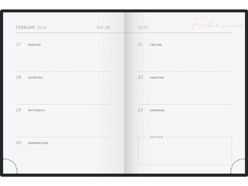 rido idé Wochenagenda Design Line Blume, 2026, Türkis Wochenplaner mit zwei Seiten je Woche