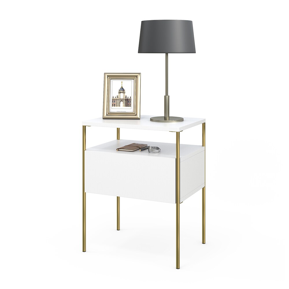 Vicco Nachtschrank Mira Weiß Gold 40 x 50 cm Schublade Ablage Nachtkommode