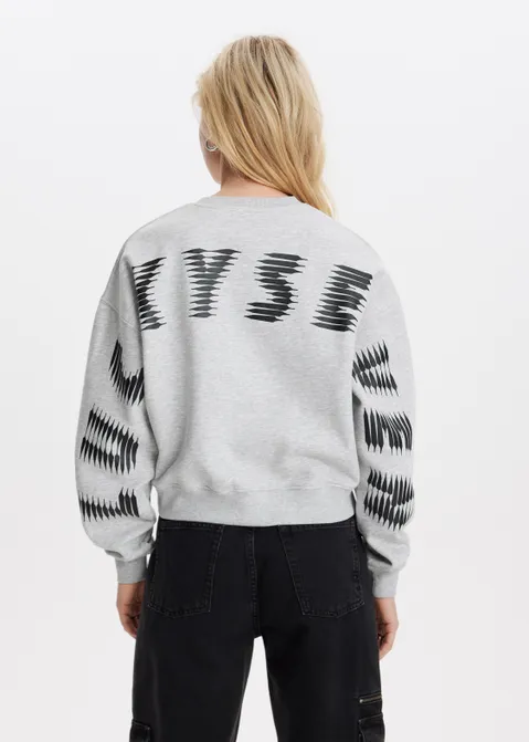 Cropped sweater met print grijs (GRS.MEL)