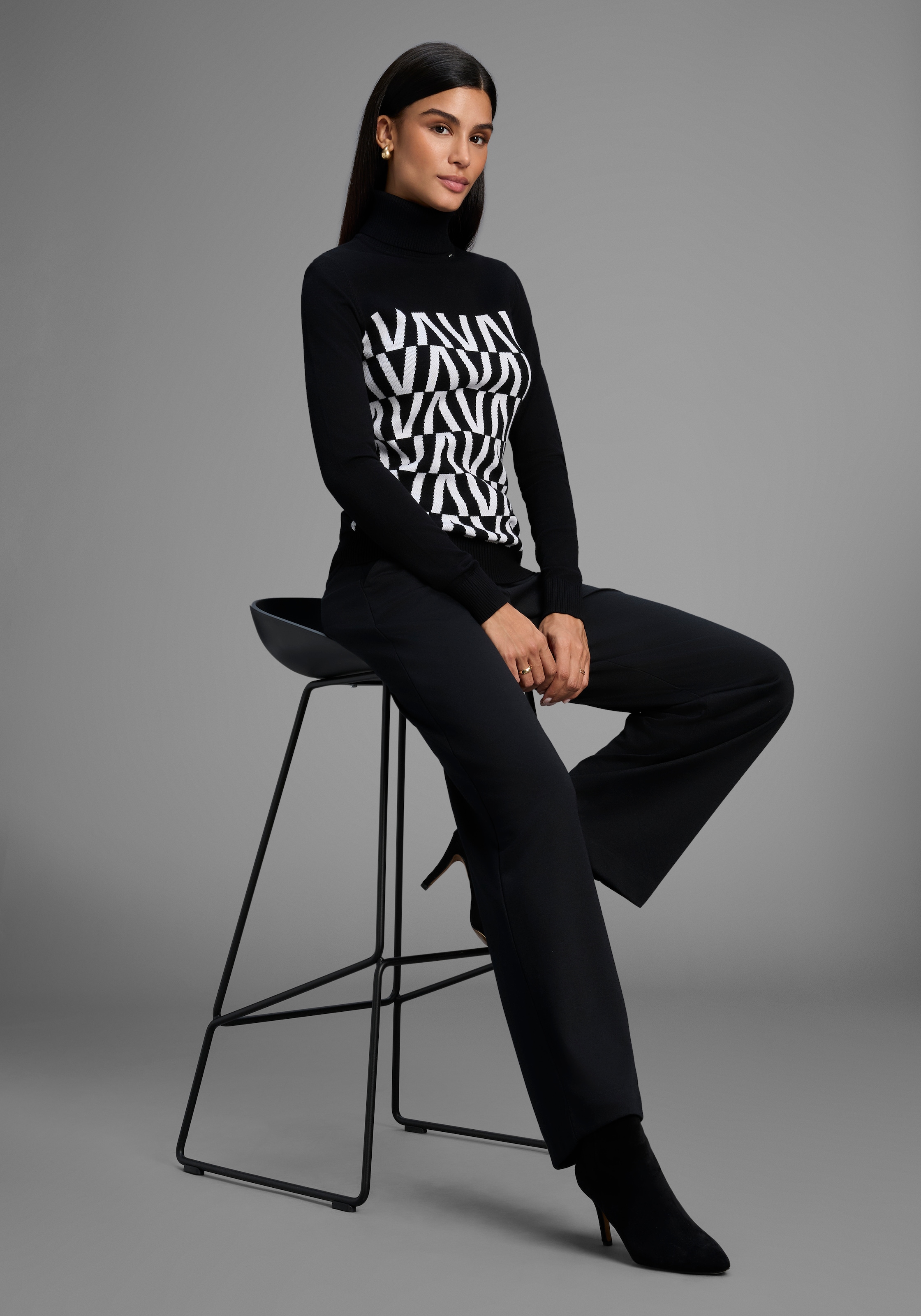 Bruno Banani Stehkragenpullover , in grafischem Strickmuster - NEUE KOLLEKTION