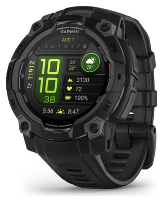 Montre GPS Garmin Instinct 3 AMOLED - 45 mm Noir avec Bracelet en Silicone Noir