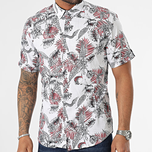 Chemise Manches Courtes Floral Blanc