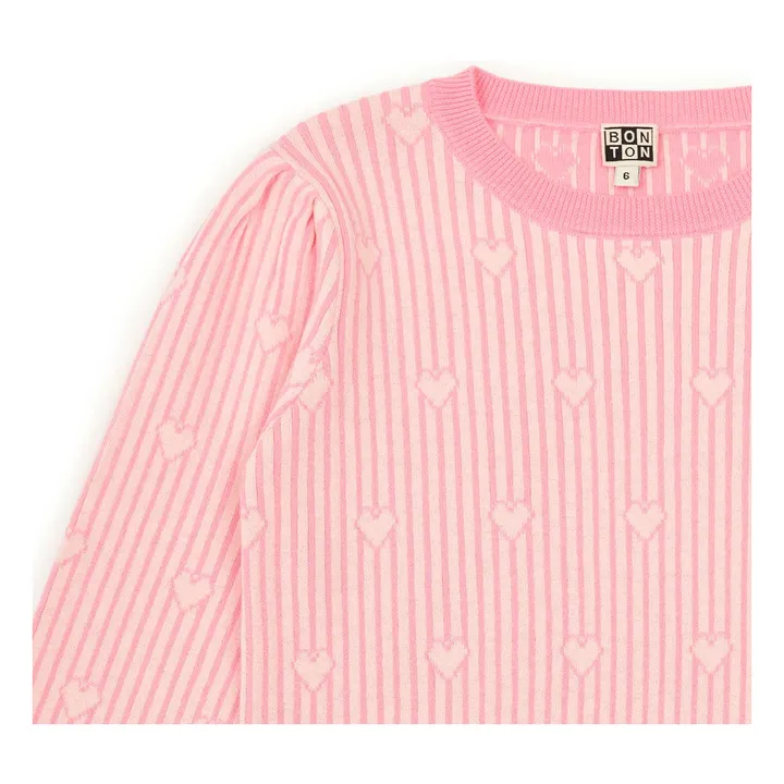 Bonton Pull Paula Cœurs | Rose pâle