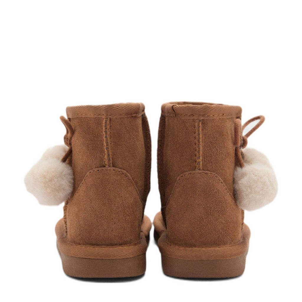 Mango Kids gevoerde suède enkelboots camel