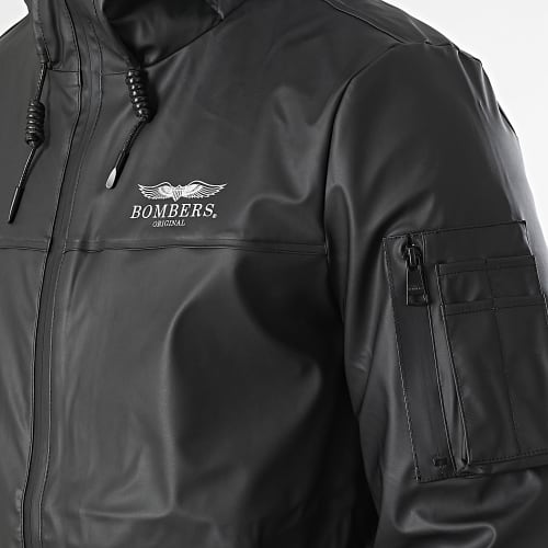 Veste Zippée Capuche Enduit Djinn Noir