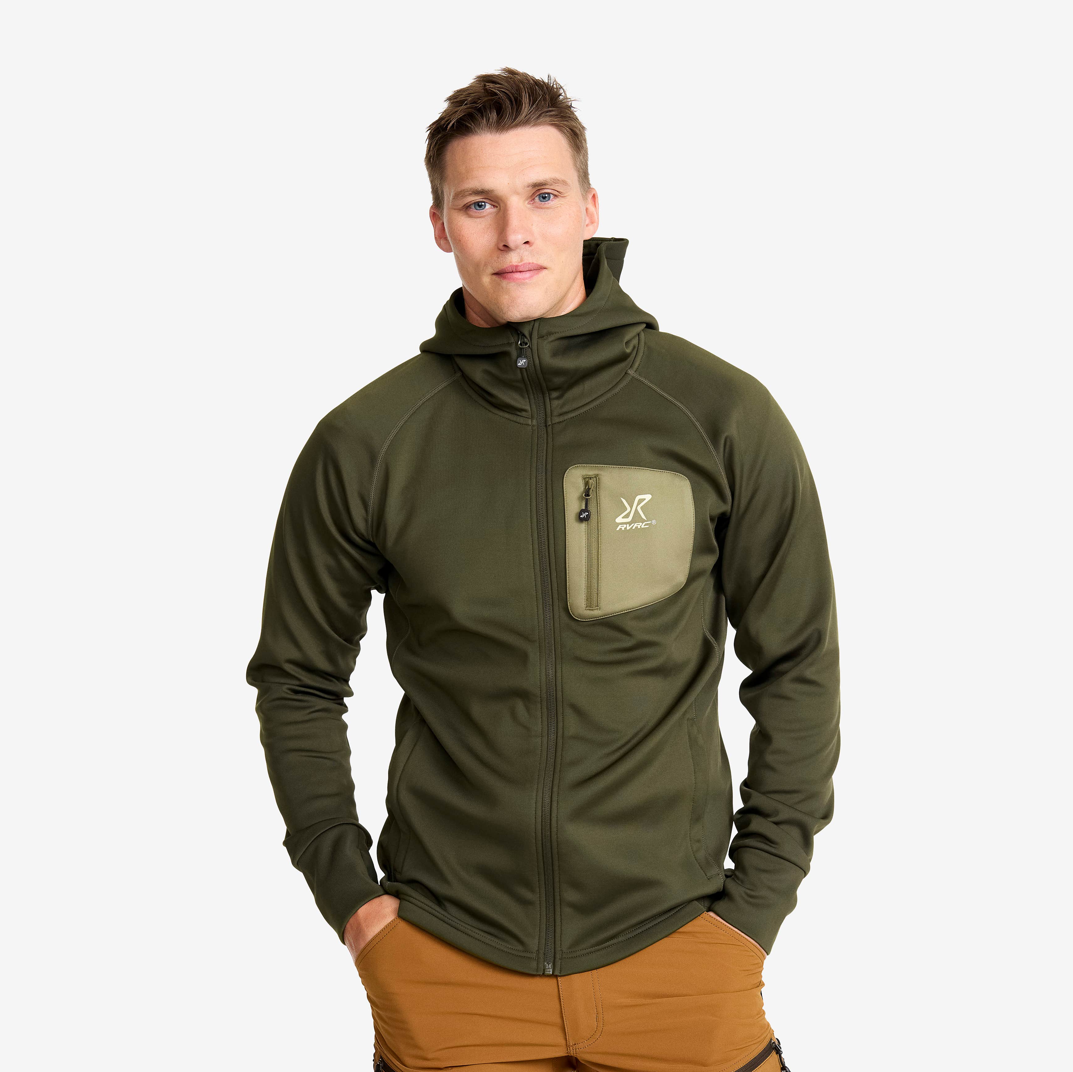 Evolution Stretch Fleece Hoodie Herre Forest Night
