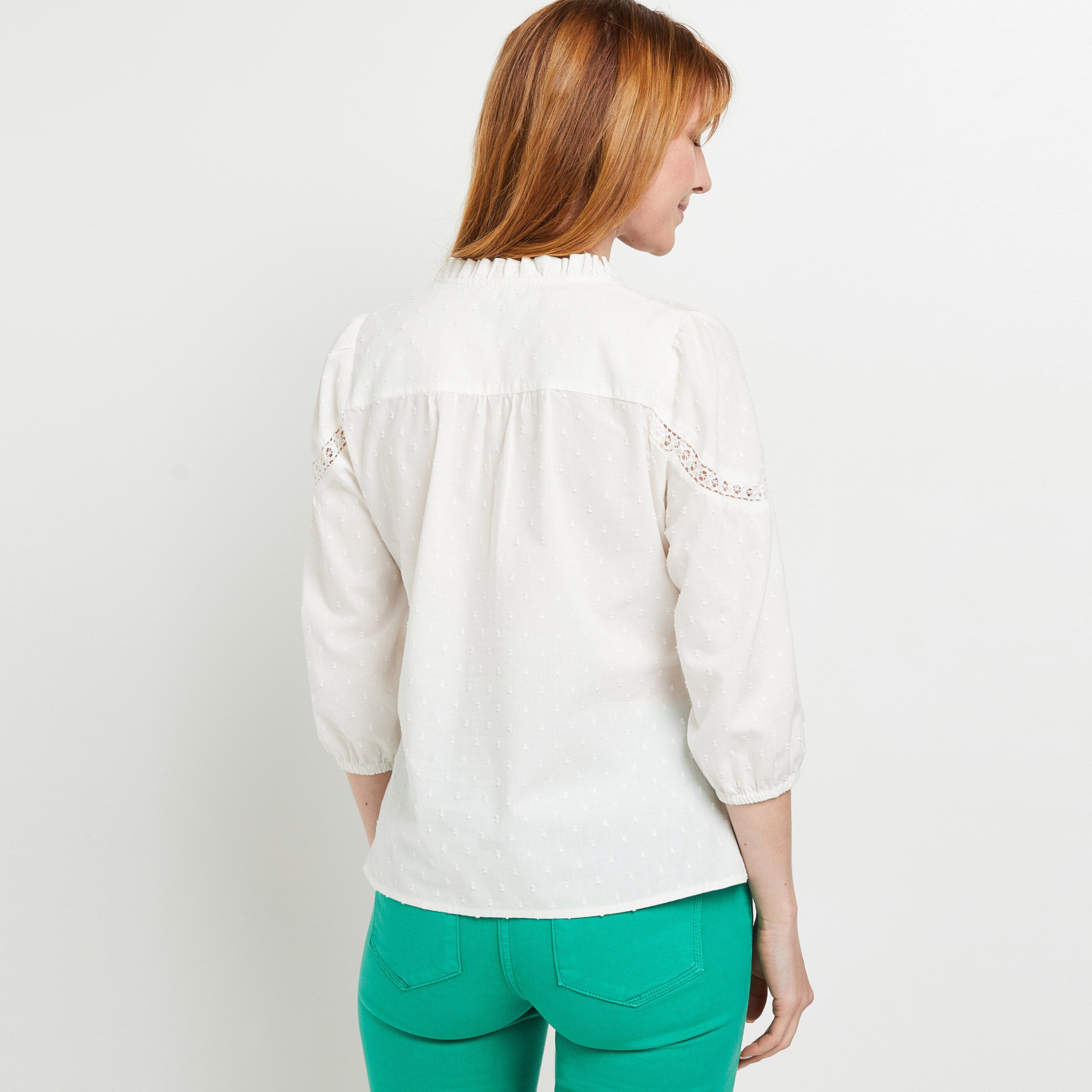 Chemise manches 3/4 dentelle - ECRU