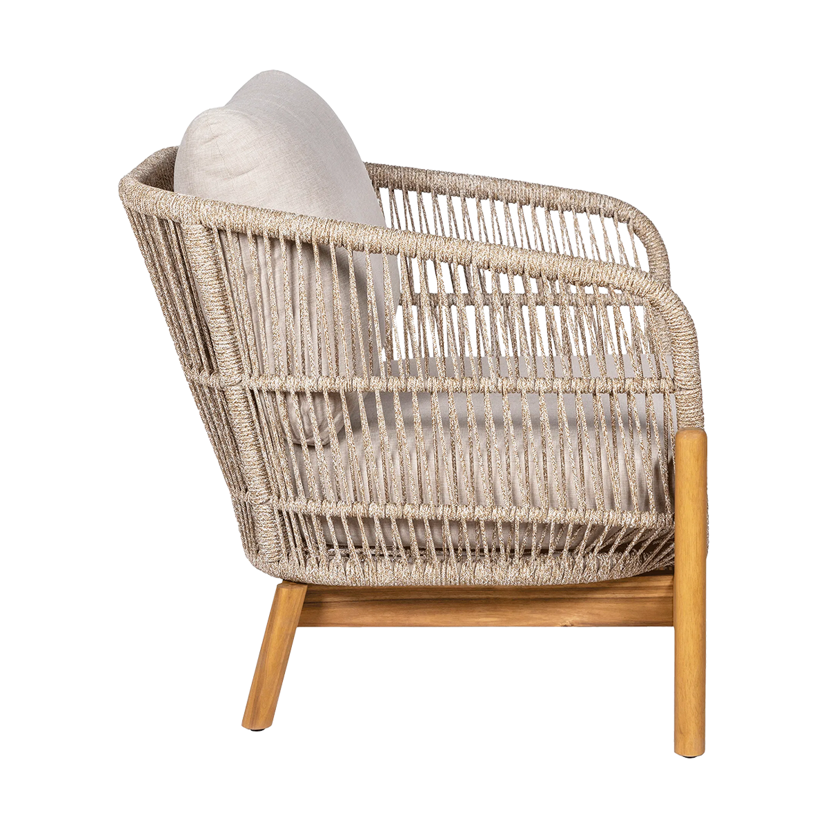 Houten tuin loungefauteuil Teresa - met zitkussens Beige